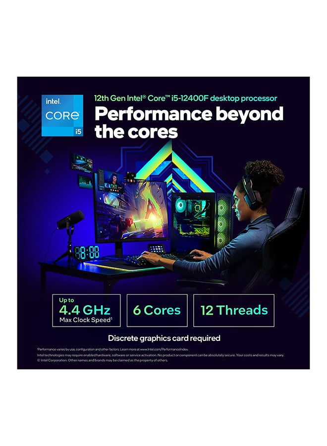 Intel Core i5-12400F 12th Gen Alder Lake Desktop Processor, 6 Total Cores, 12 Threads, 18 MB Cache, 2.5 GHz Base Frequency, LGA 1700 Socket, 65W Power, 128 GB Max Memory Size, Box Blue - Image 3